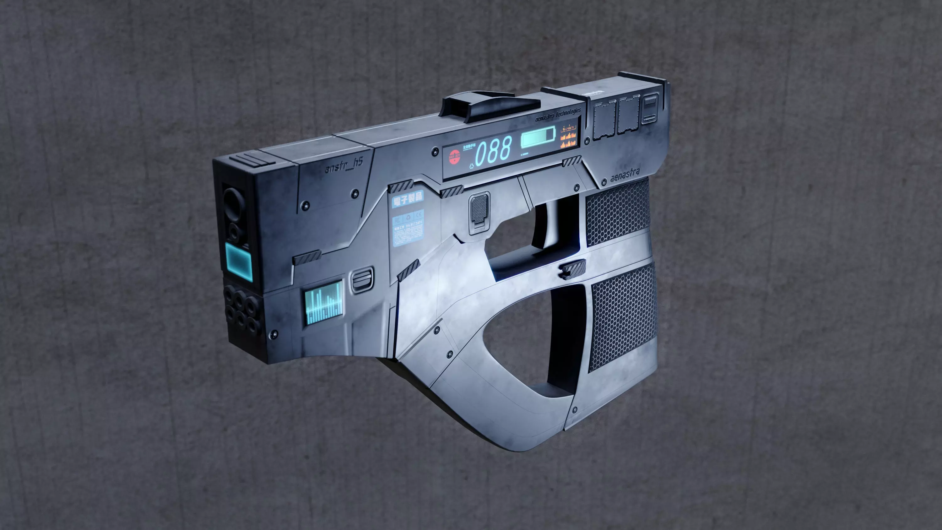Futuristic scifi cyberpunk gun - pistol 3D model_0