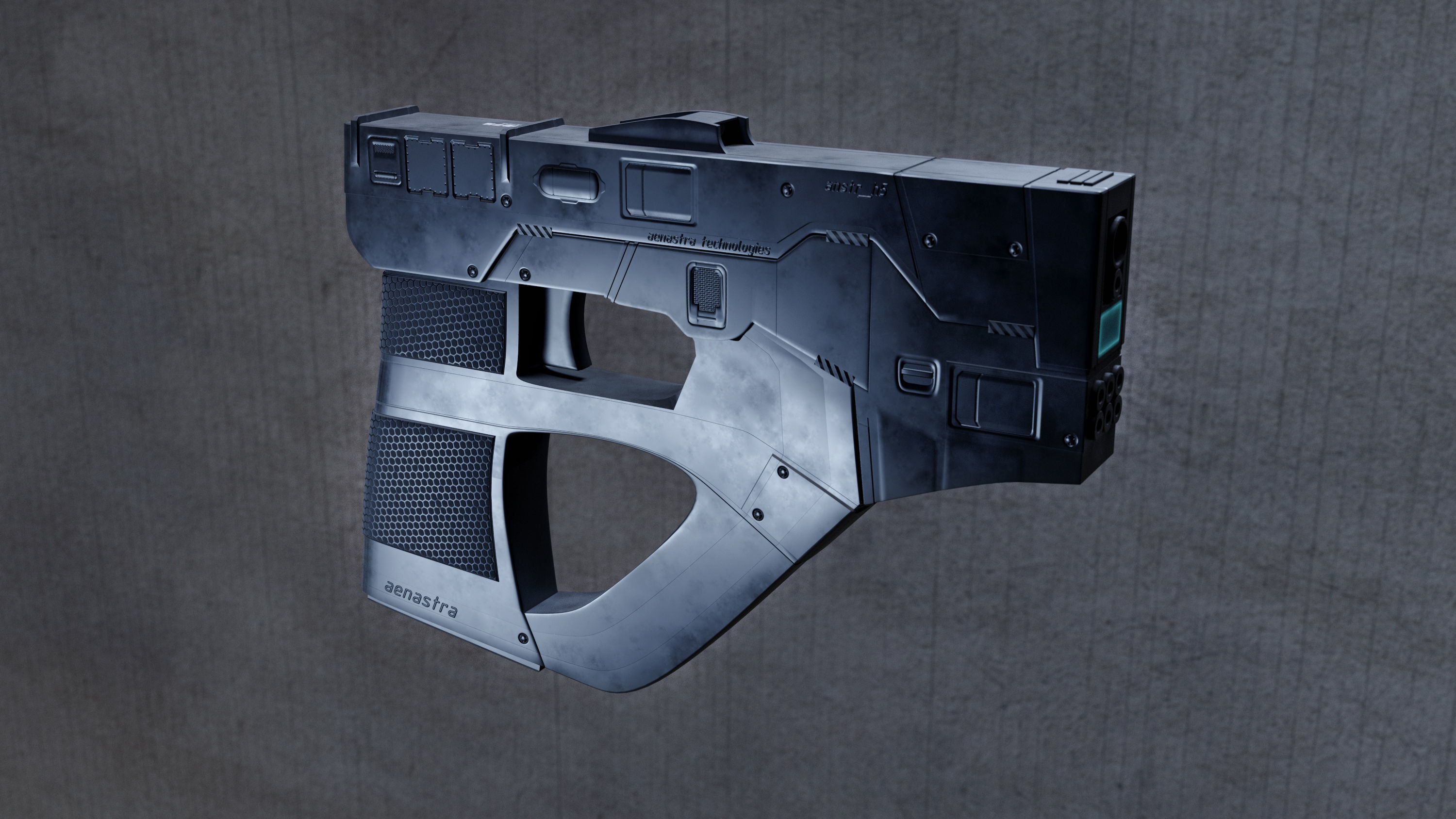 Futuristic scifi cyberpunk gun - pistol 3D model_4