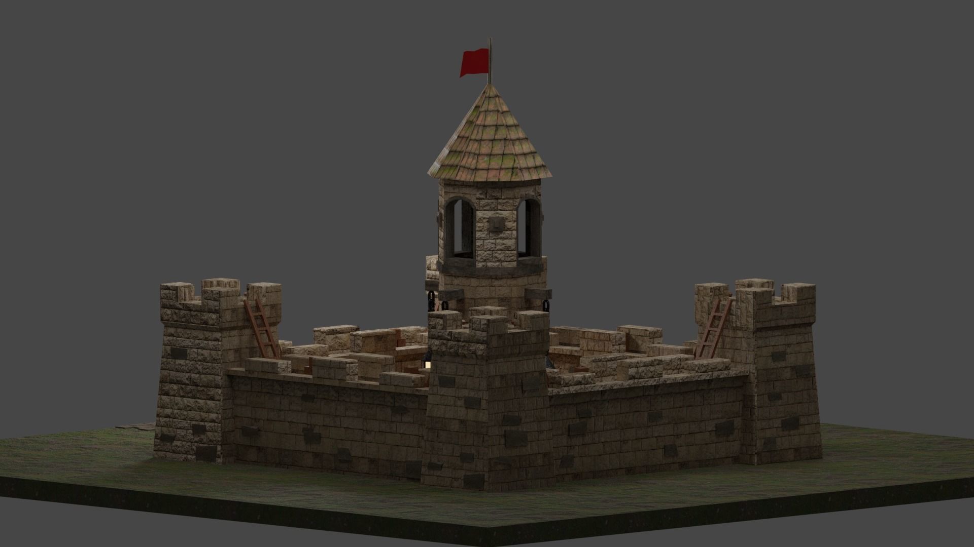 Medieval Castle Low-poly 3D model_5