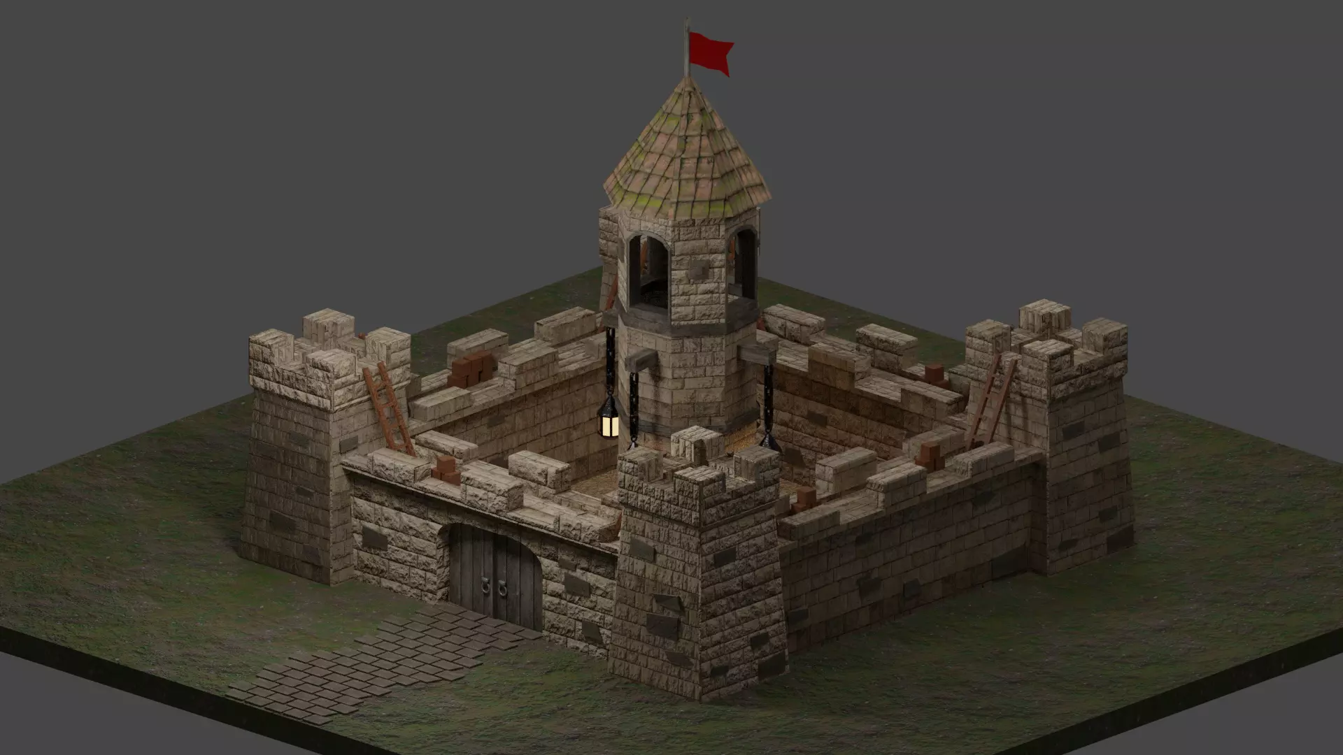 Medieval Castle Low-poly 3D model_0
