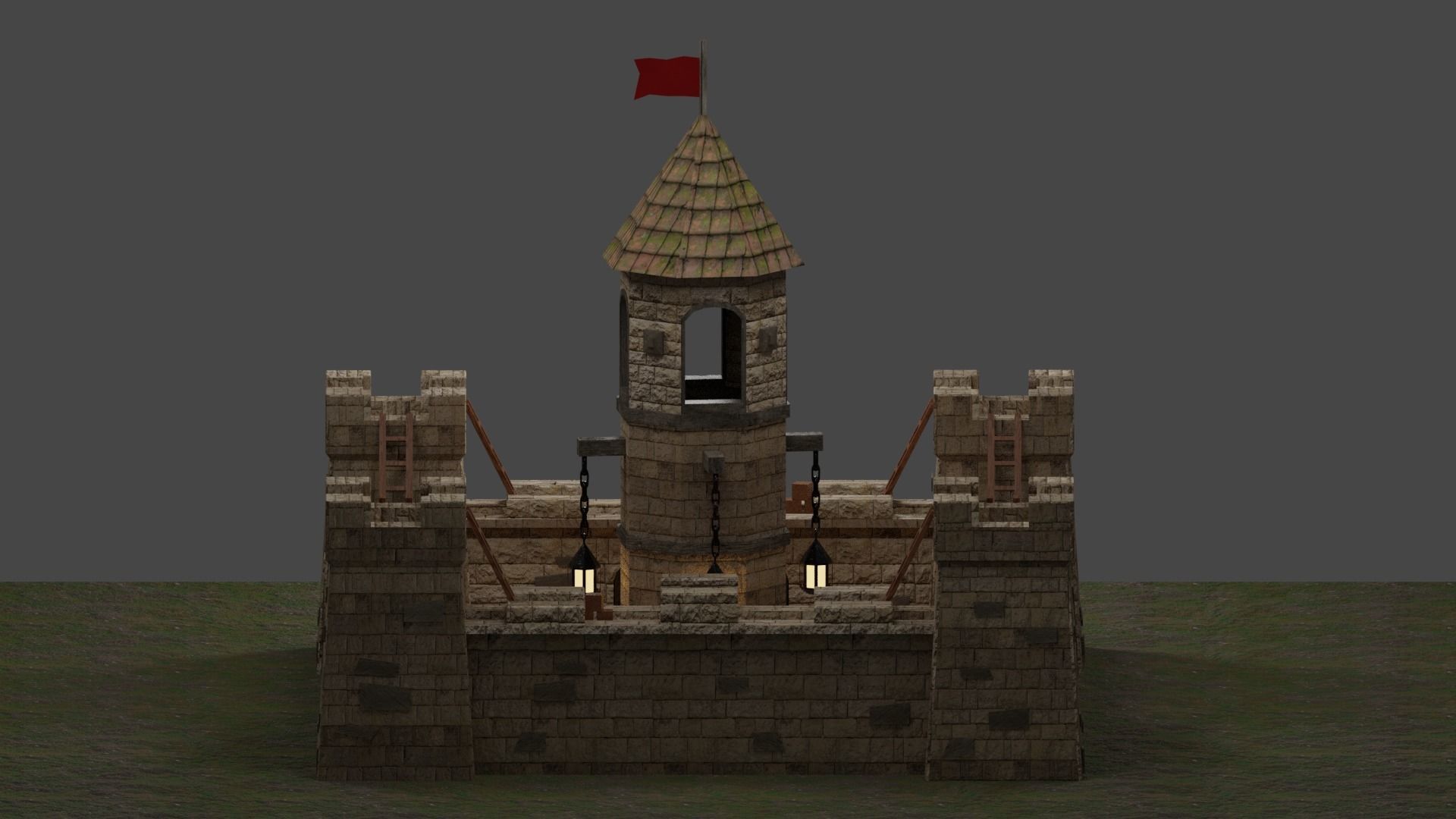Medieval Castle Low-poly 3D model_2