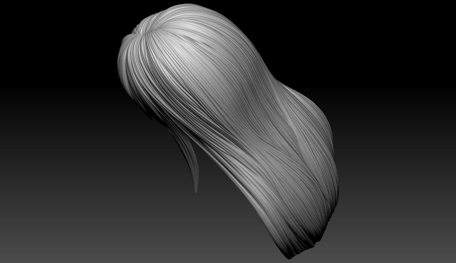 Female Hair Model A02 3D model_7