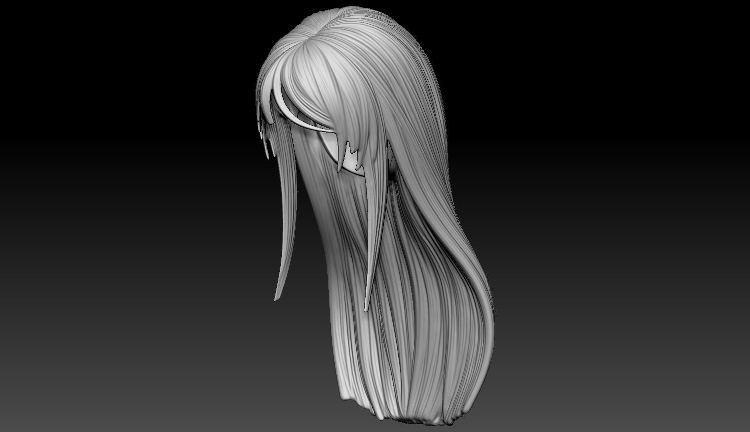 Female Hair Model A02 3D model_2