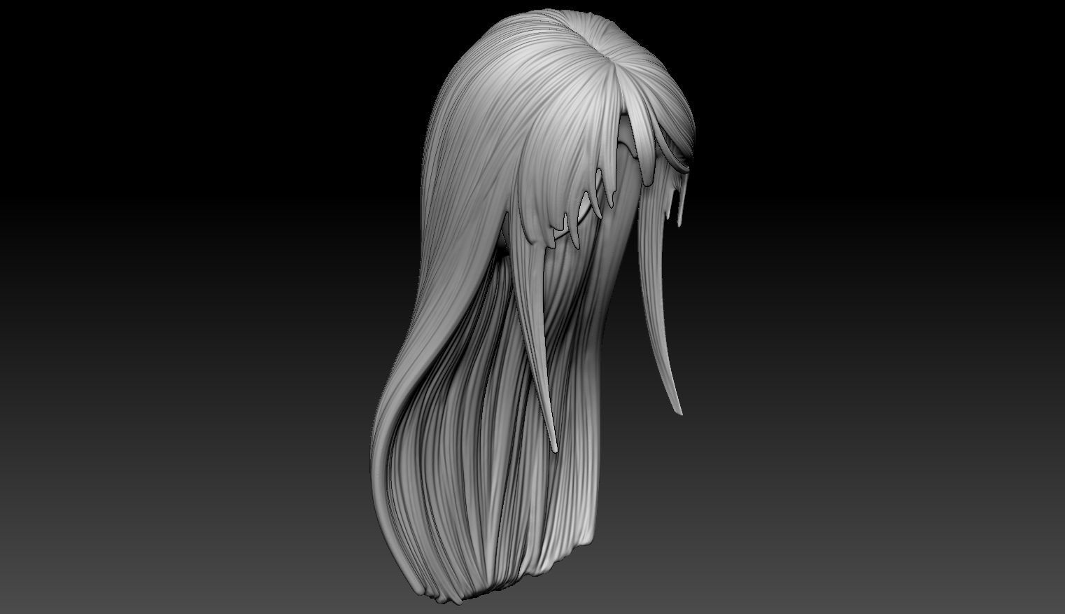 Female Hair Model A02 3D model_3