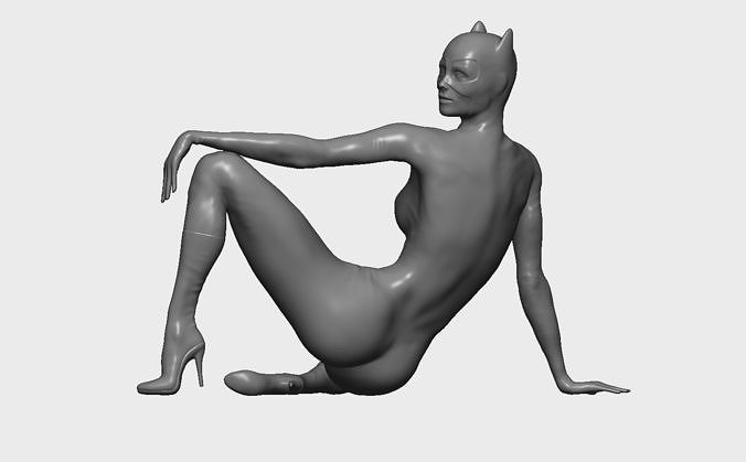 Catwoman naked woman in cat costume 3D print model