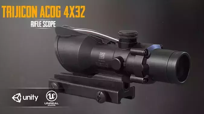 TRIJICON ACOG 4x32 RIFLE SCOPE LOW POLY Low-poly 3D model