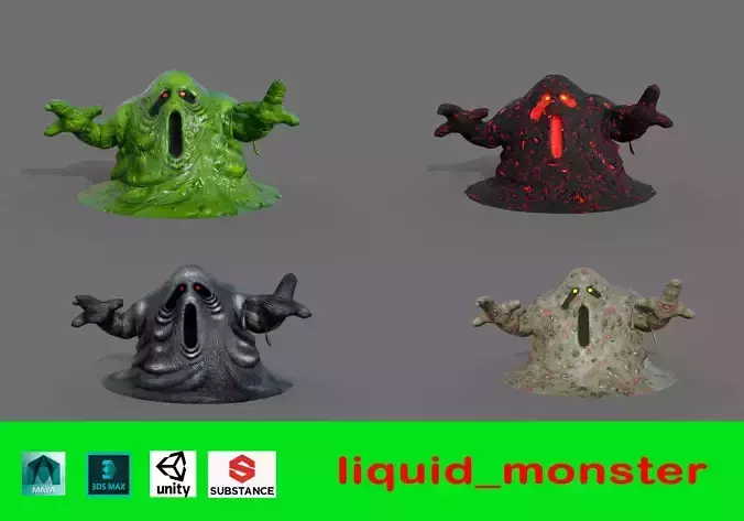 Liquid monster Low-poly 3D model