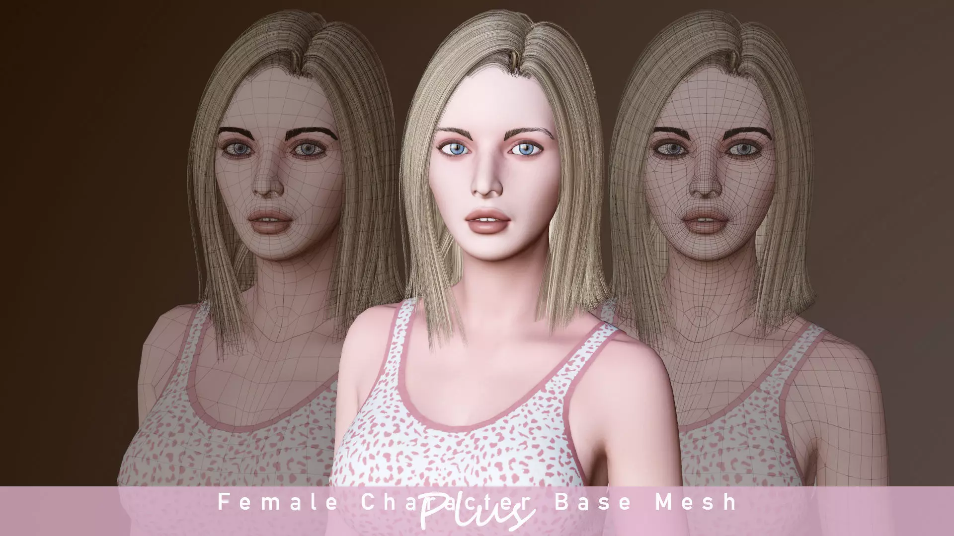 Female Character Base Mesh Plus VER001 Low-poly 3D model_0