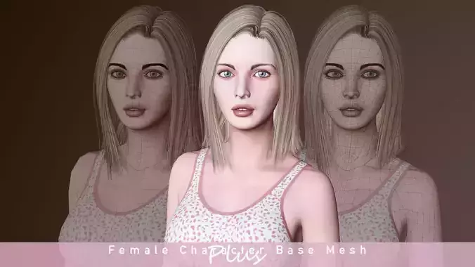 Female Character Base Mesh Plus VER001 Low-poly 3D model