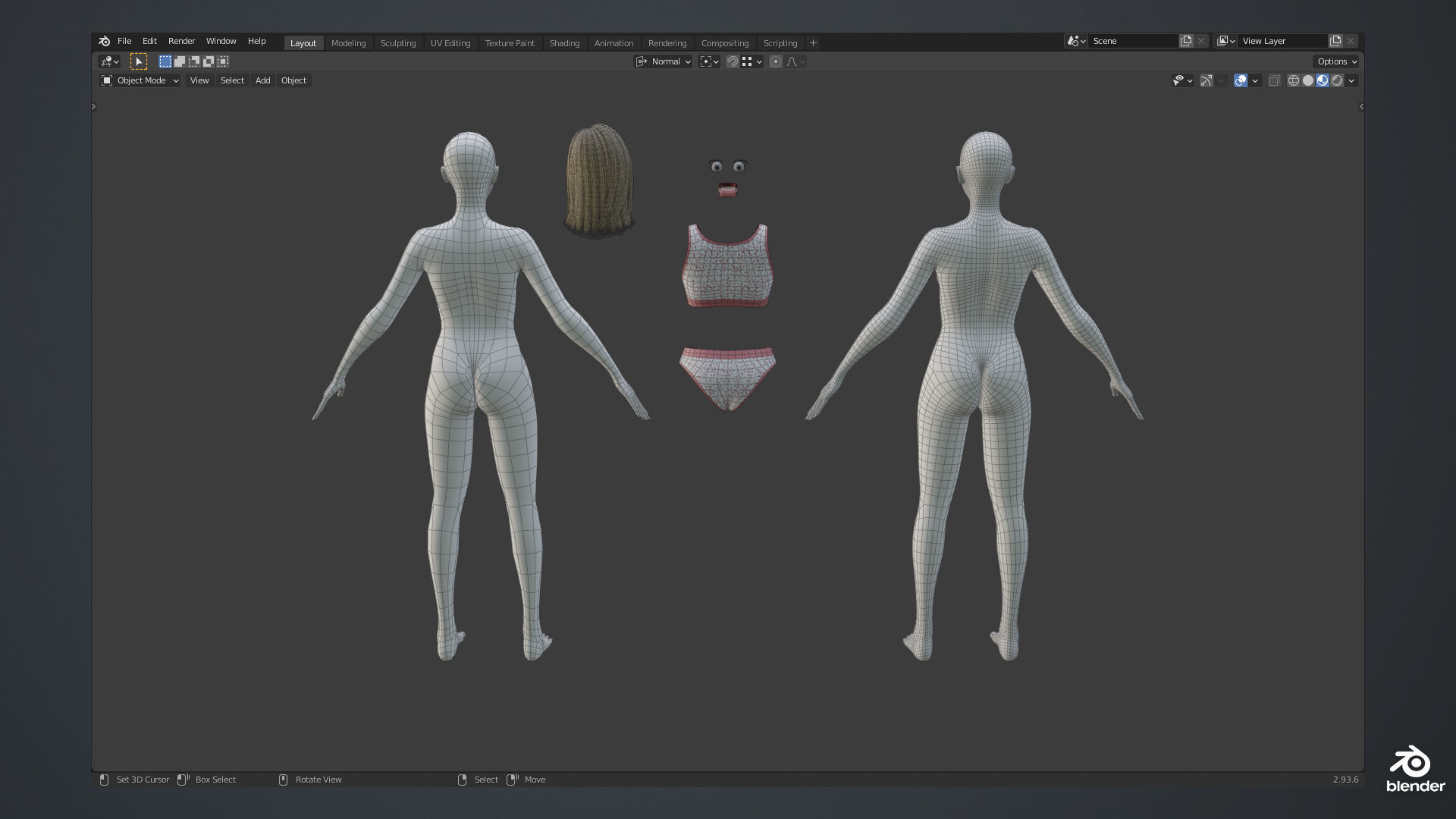 Female Character Base Mesh Plus VER001 Low-poly 3D model_11