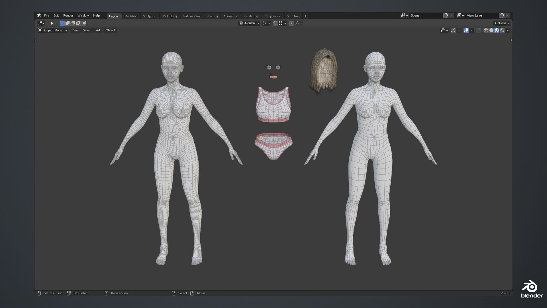 Female Character Base Mesh Plus VER001 Low-poly 3D model_10