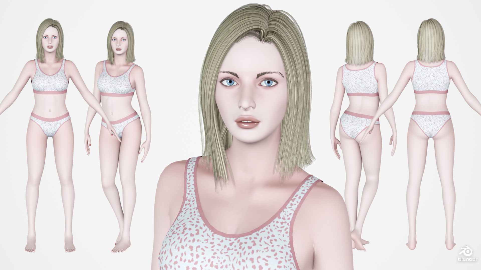 Female Character Base Mesh Plus VER001 Low-poly 3D model_5