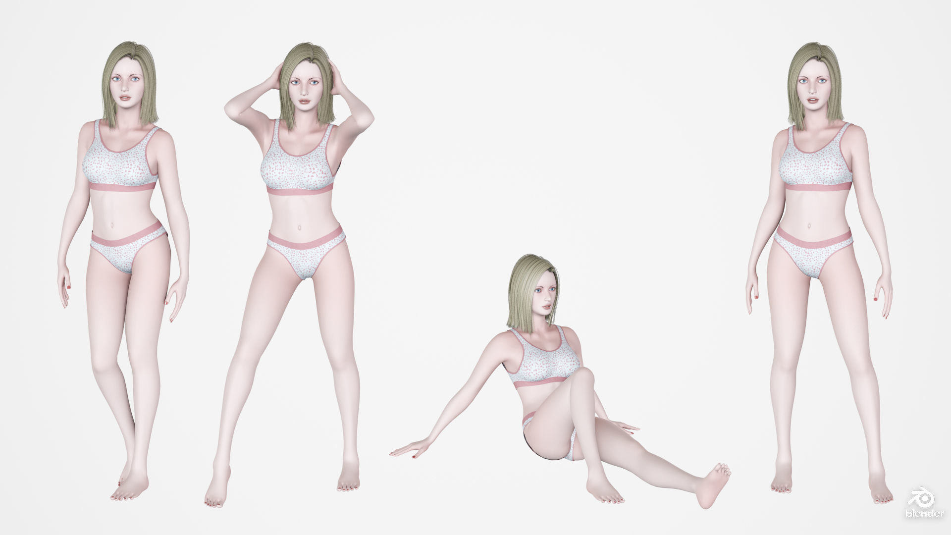 Female Character Base Mesh Plus VER001 Low-poly 3D model_7