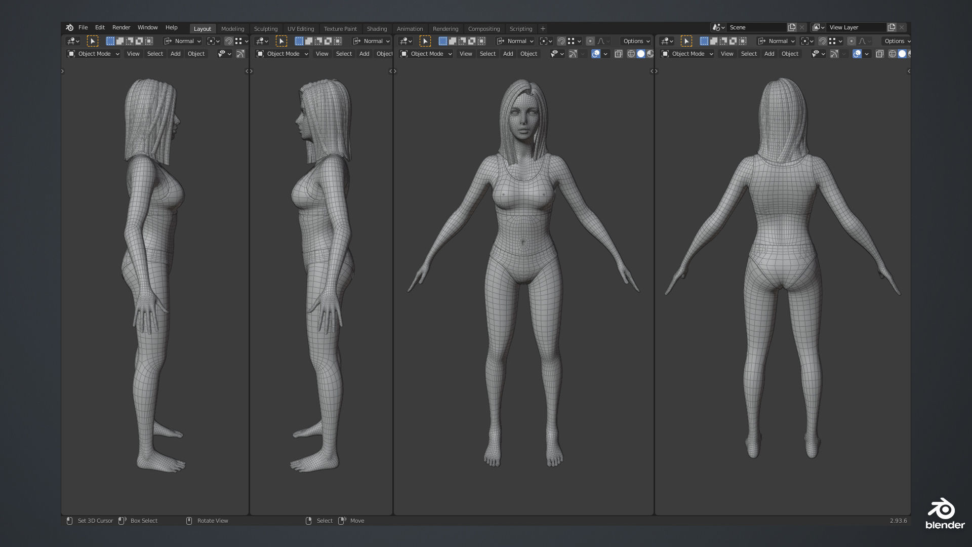 Female Character Base Mesh Plus VER001 Low-poly 3D model_12