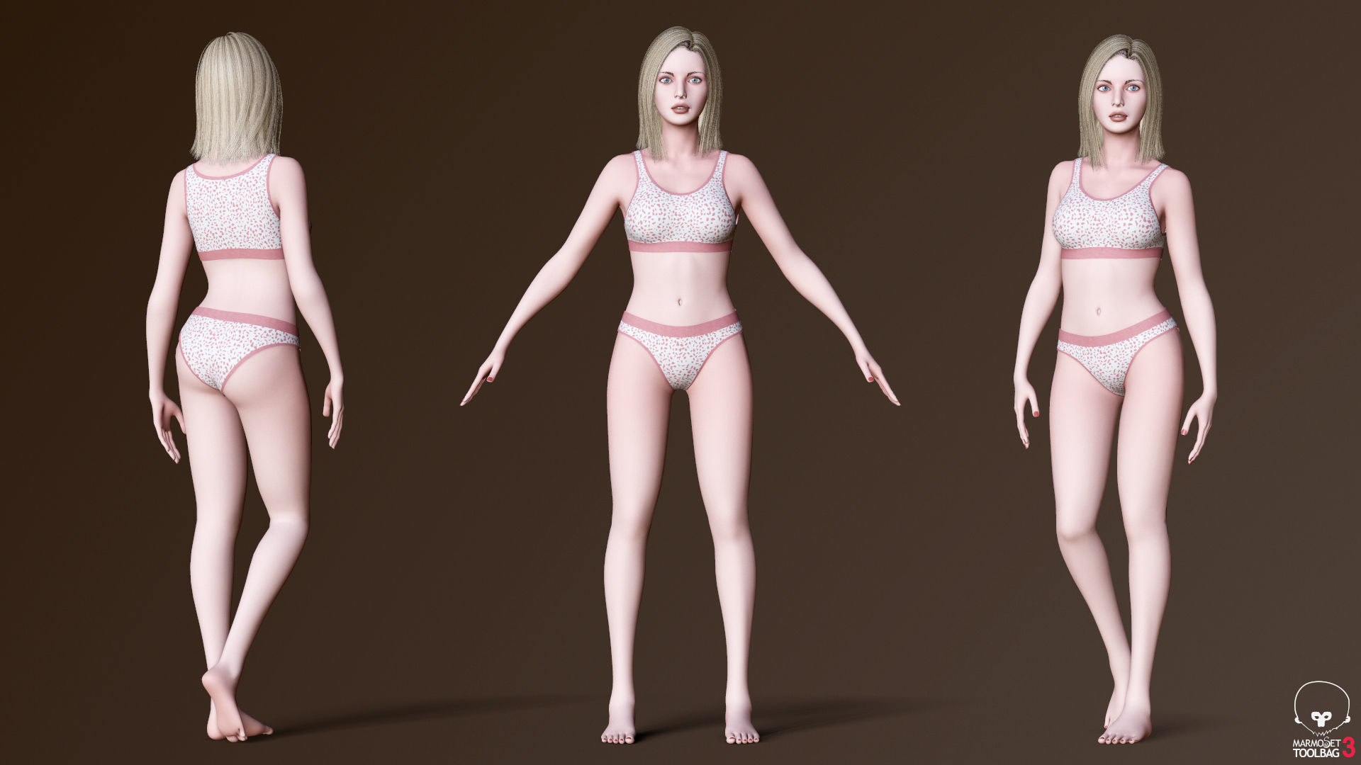 Female Character Base Mesh Plus VER001 Low-poly 3D model_4