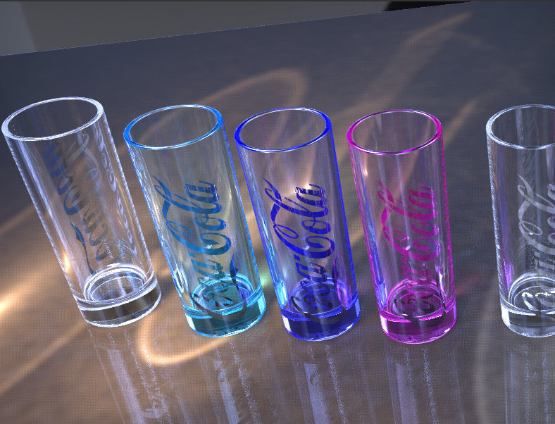 DEC O group of colorful glasses on table Free 3D model_7