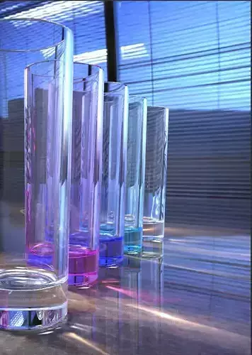 DEC O group of colorful glasses on table