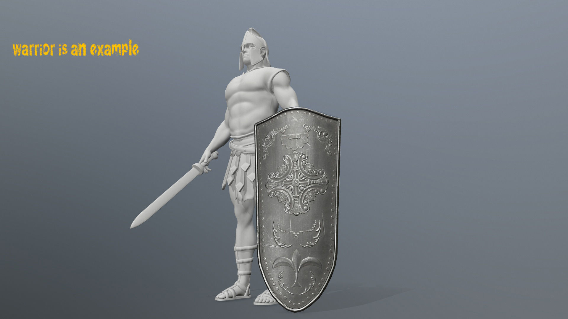 shield set 3 man holding and sword Low-poly 3D model_15