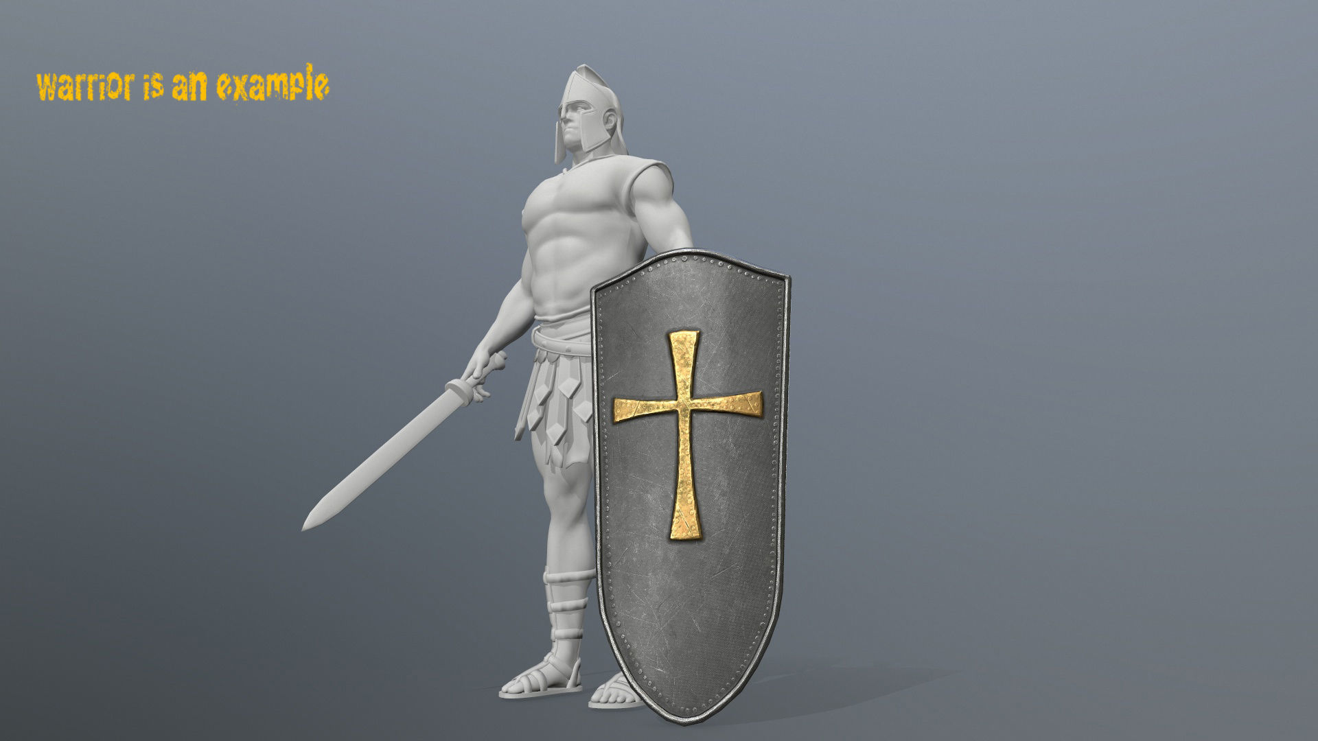 shield set 3 man holding and sword Low-poly 3D model_9