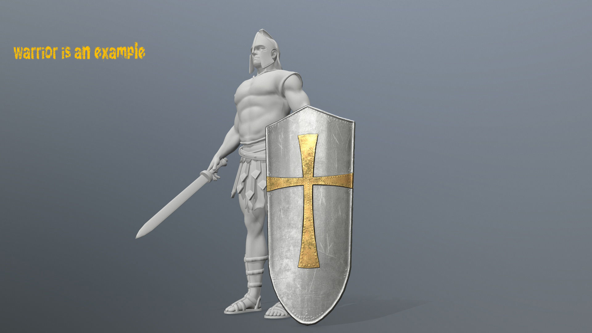 shield set 3 man holding and sword Low-poly 3D model_10