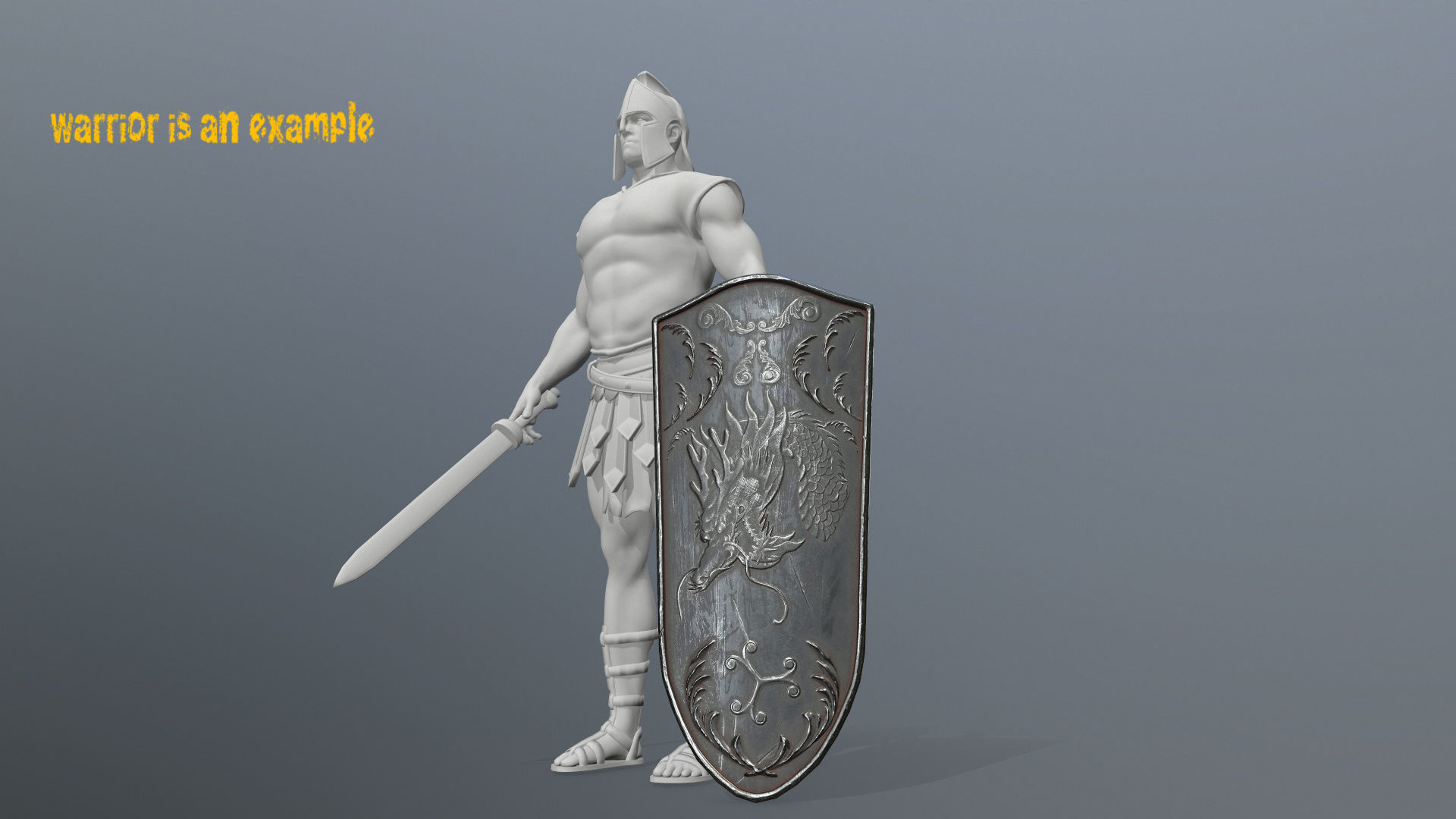shield set 3 man holding and sword Low-poly 3D model_16