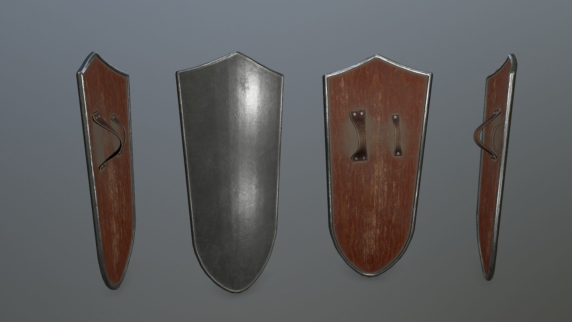 shield set 3 man holding and sword Low-poly 3D model_6