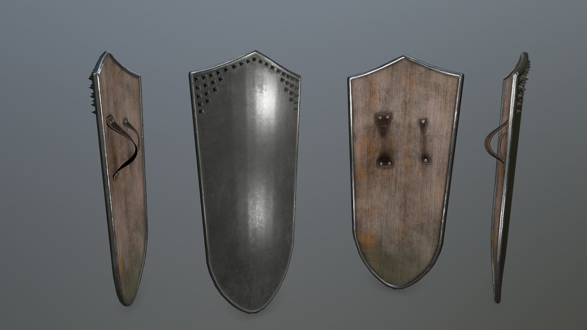 shield set 3 man holding and sword Low-poly 3D model_5