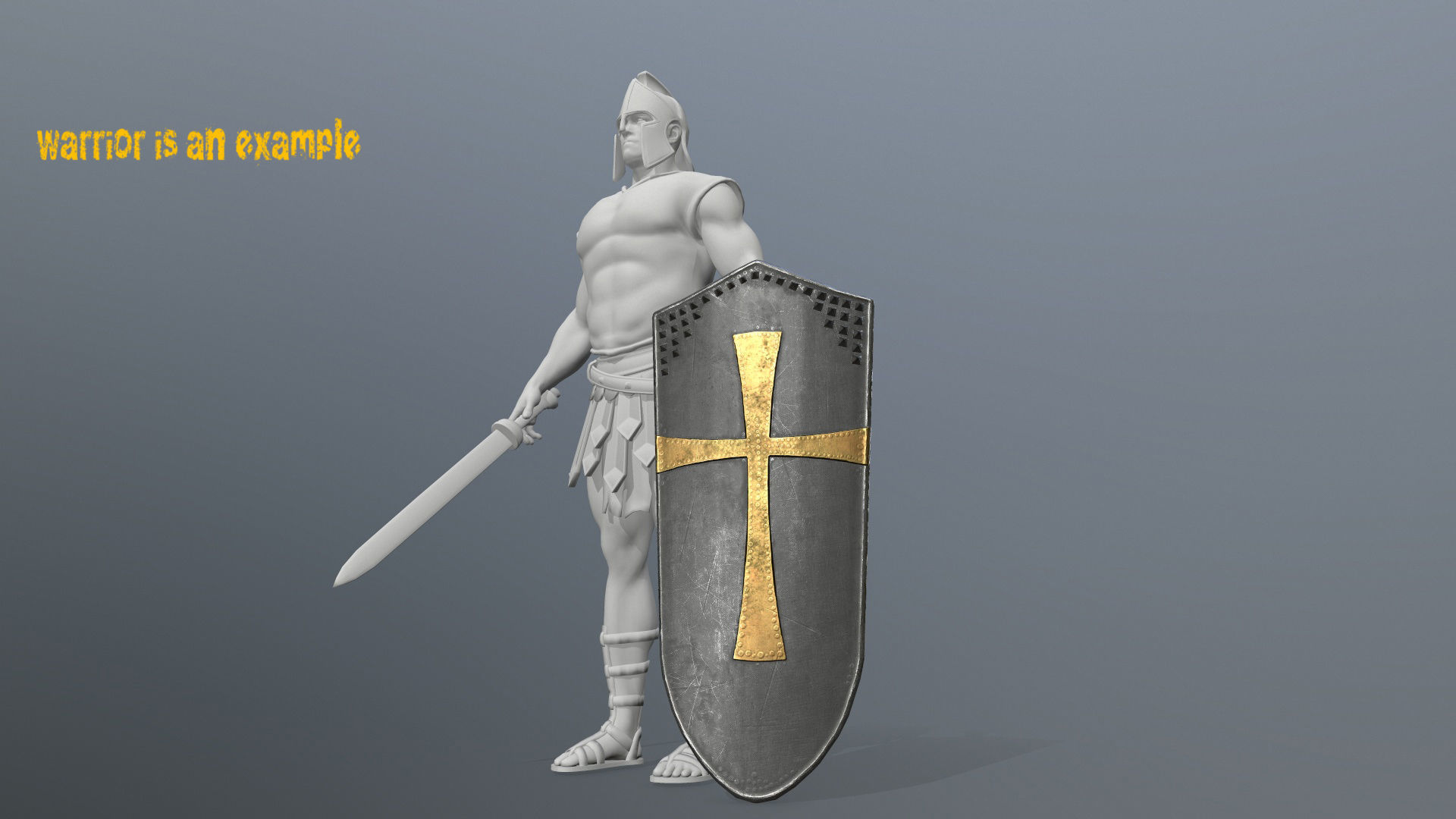 shield set 3 man holding and sword Low-poly 3D model_12