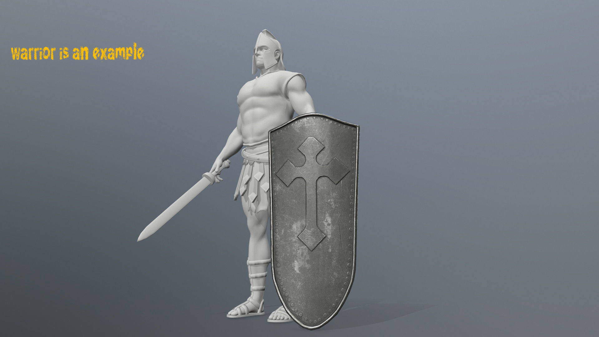 shield set 3 man holding and sword Low-poly 3D model_11