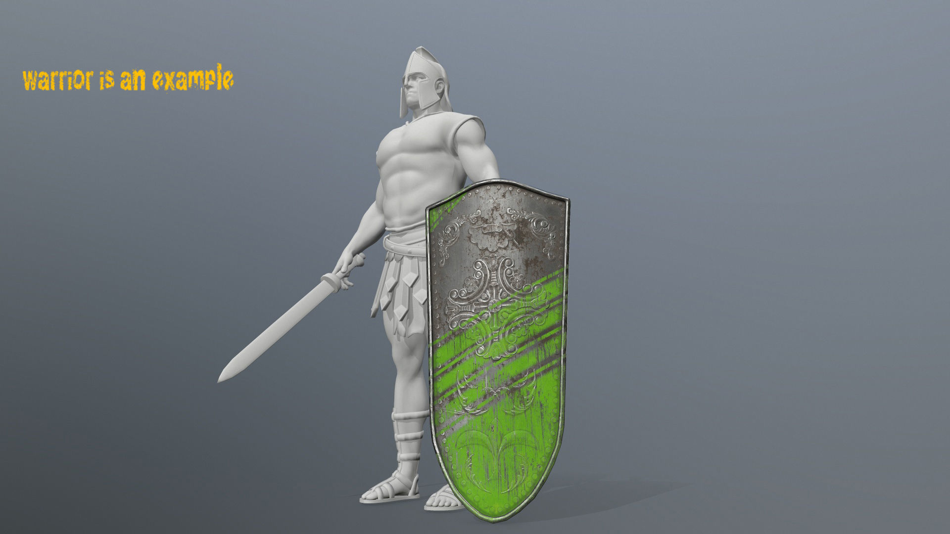 shield set 4 warrior holding Low-poly 3D model_15