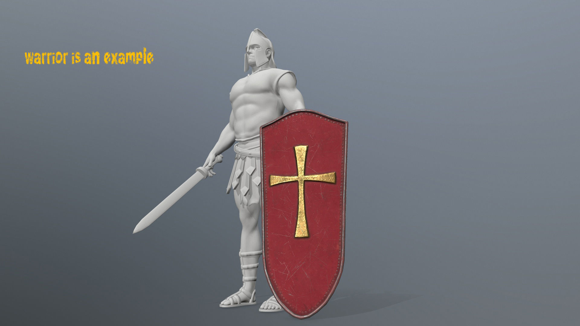 shield set 4 warrior holding Low-poly 3D model_10