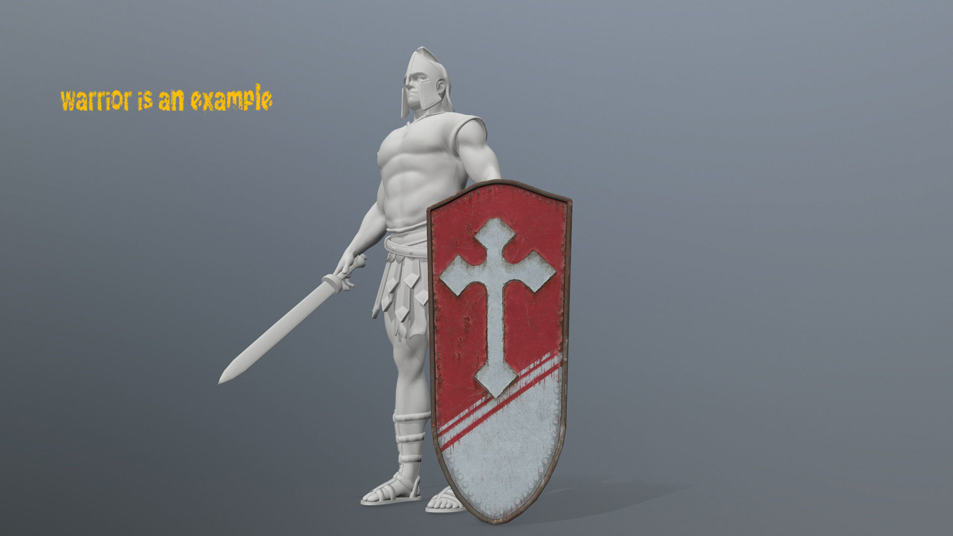 shield set 4 warrior holding Low-poly 3D model_9