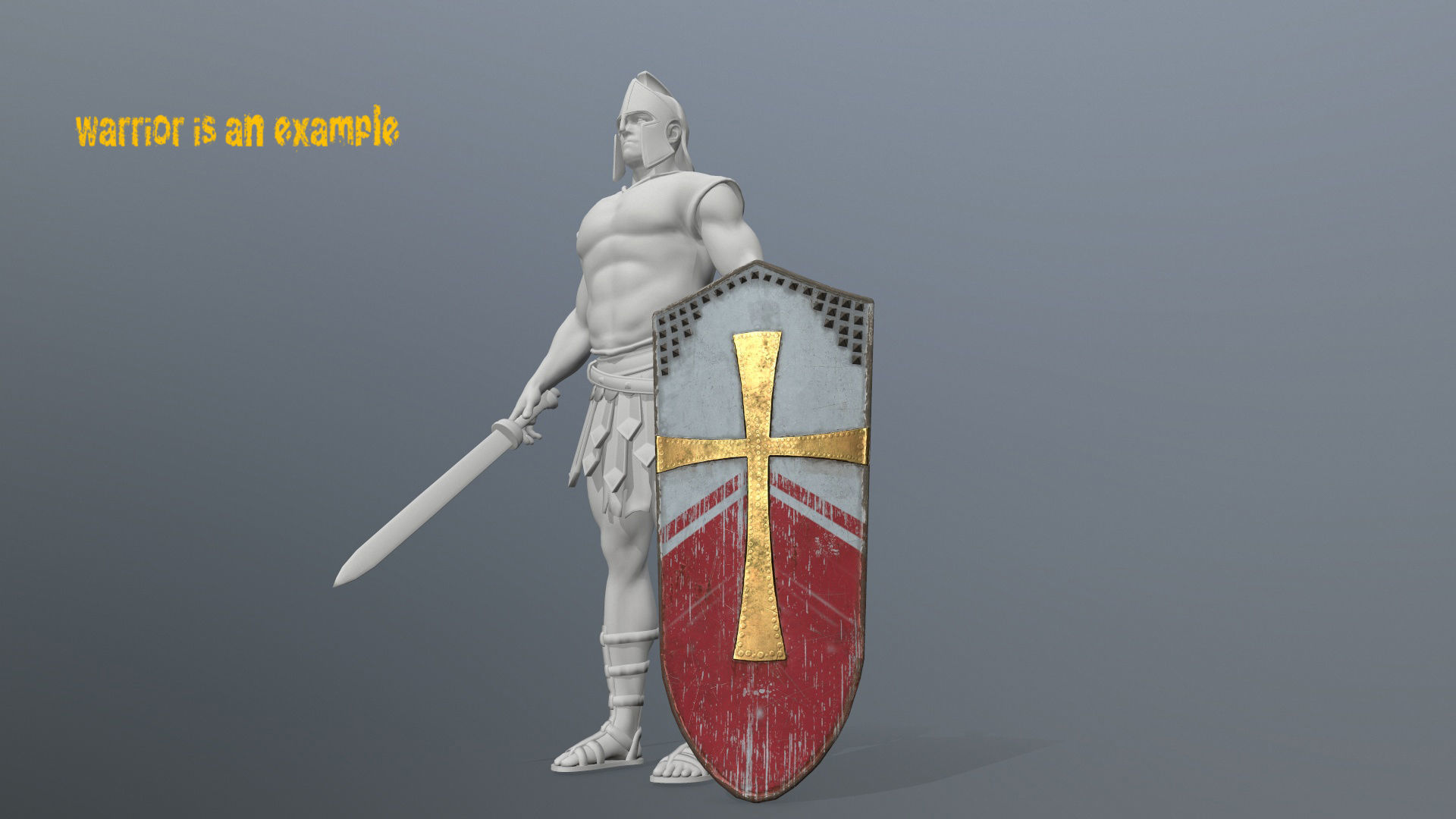shield set 4 warrior holding Low-poly 3D model_12