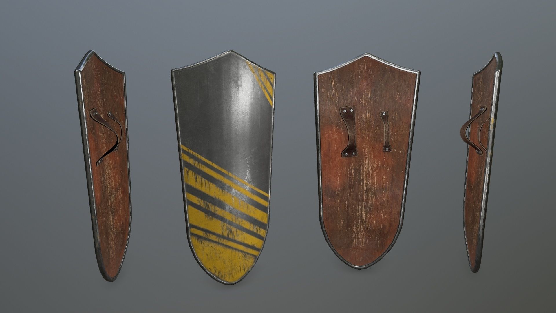 shield set 4 warrior holding Low-poly 3D model_6
