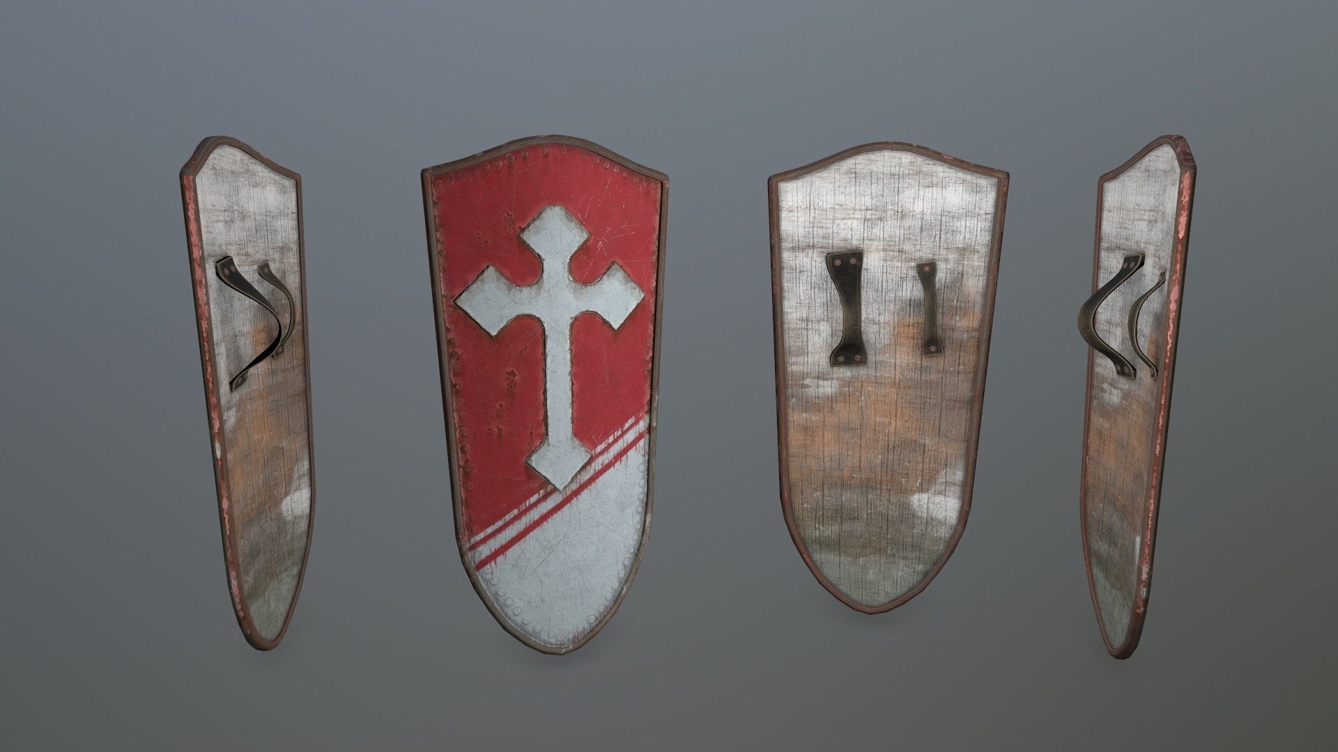 shield set 4 warrior holding Low-poly 3D model_2