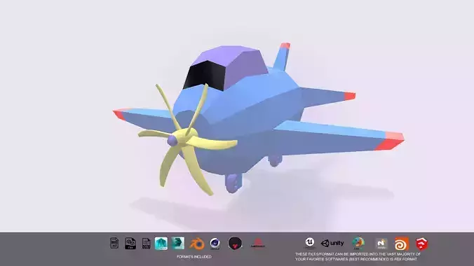Low Poly stylized aircraft 3d model