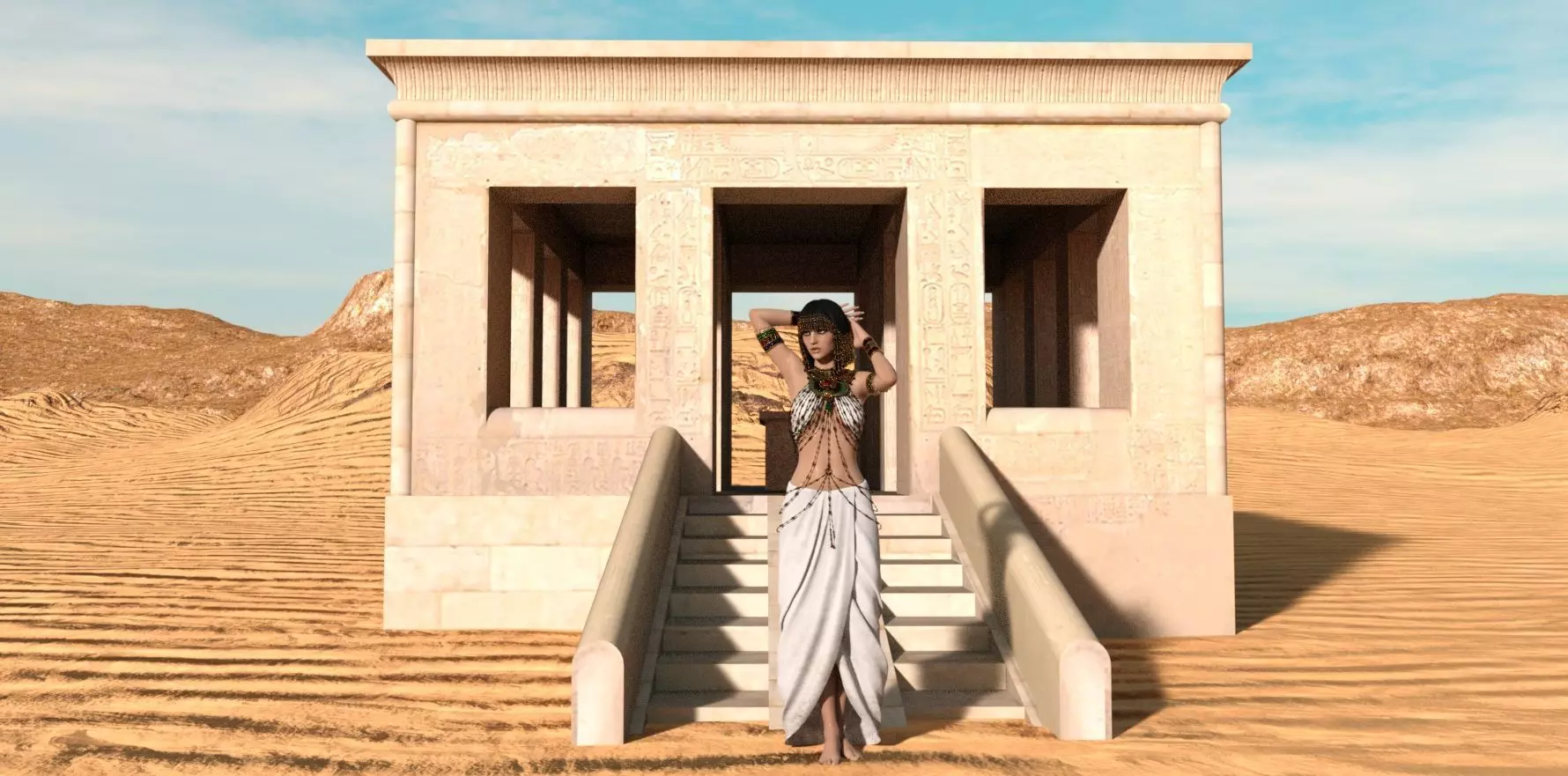 White Chapel of Senusret I Low-poly 3D model_0