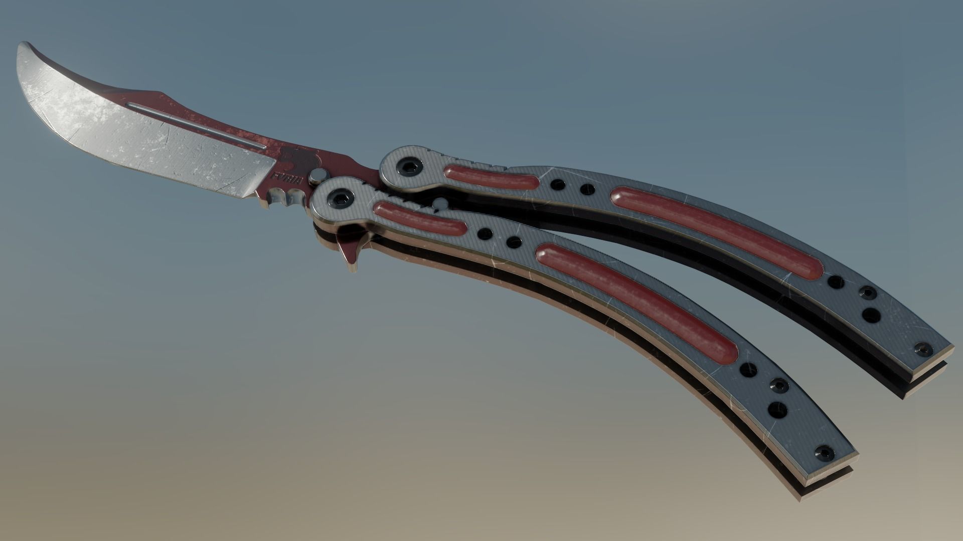 ButterFly Knife Game ready asset Low-poly 3D model_9