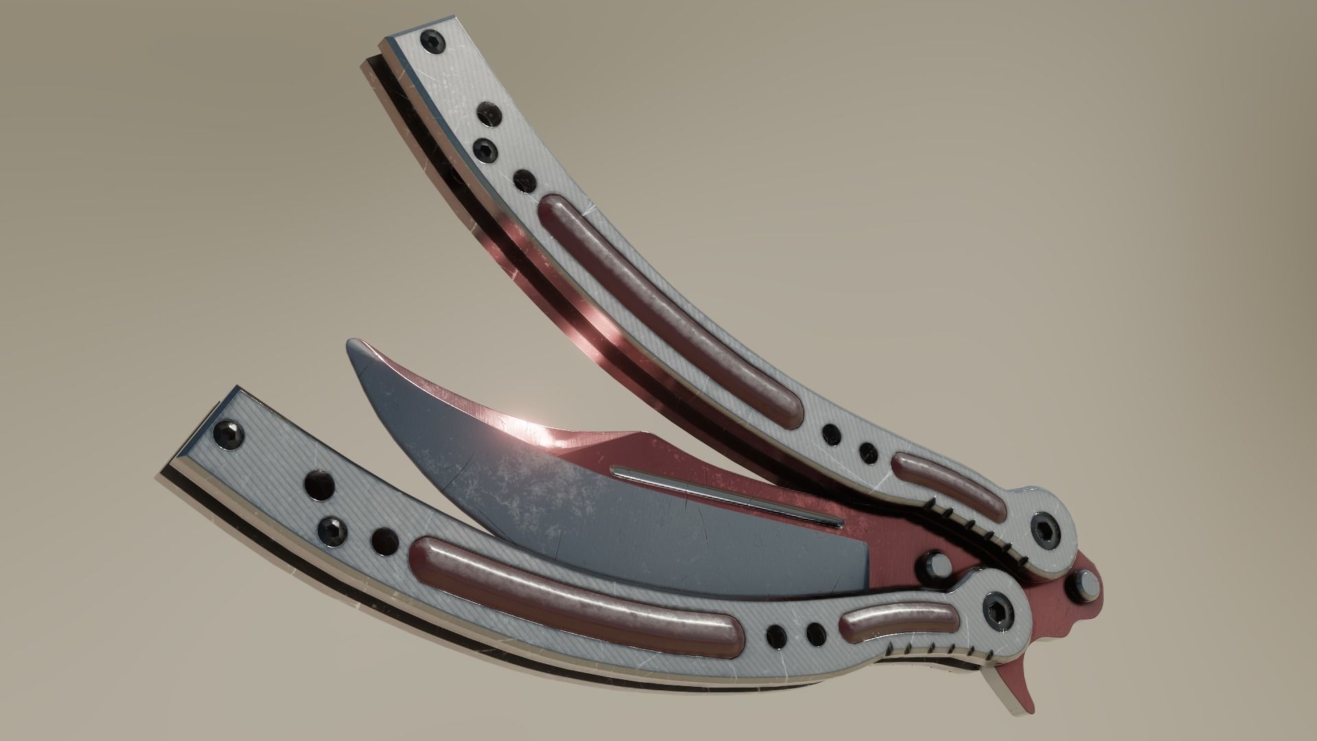 ButterFly Knife Game ready asset Low-poly 3D model_8