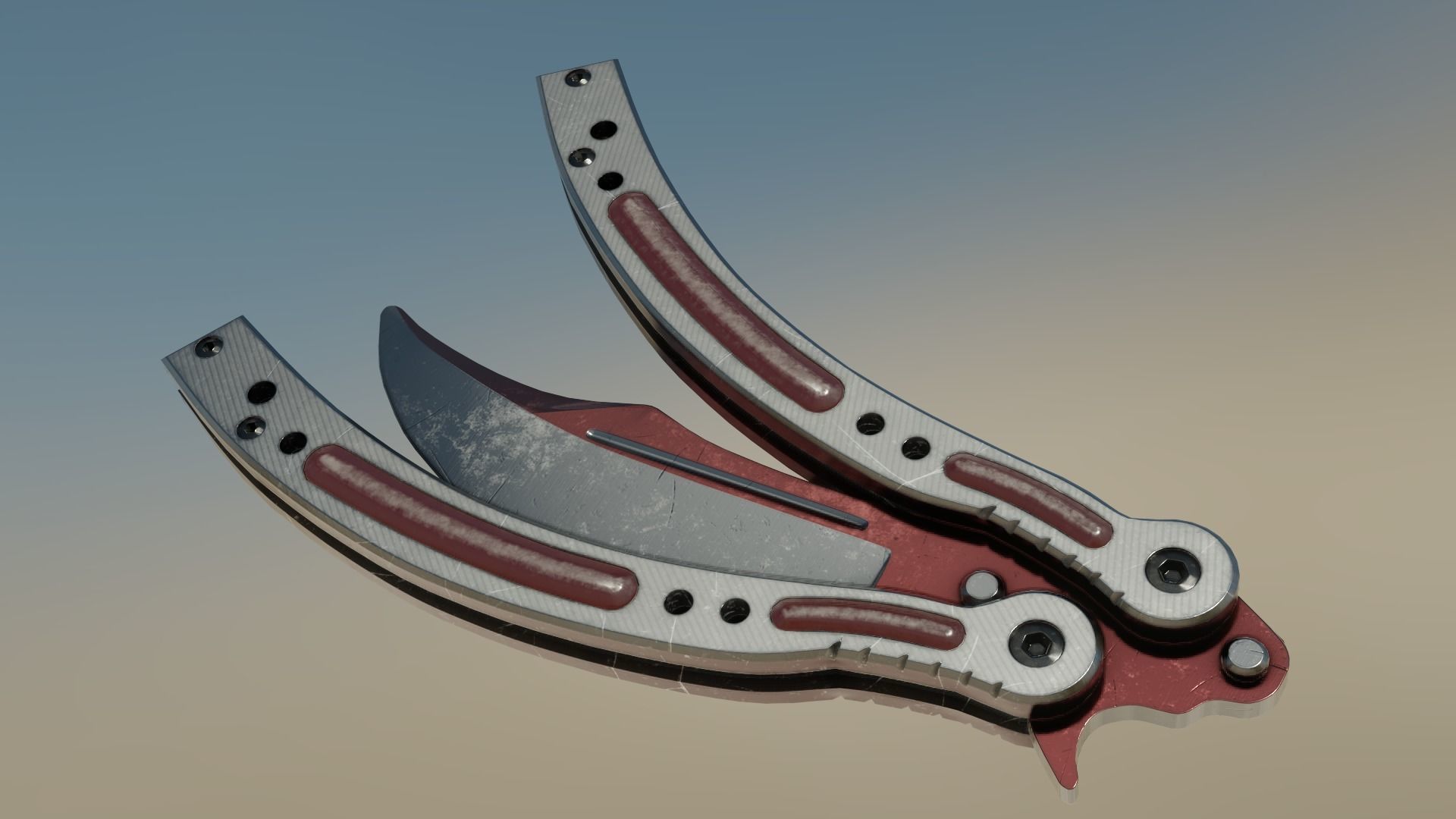 ButterFly Knife Game ready asset Low-poly 3D model_7
