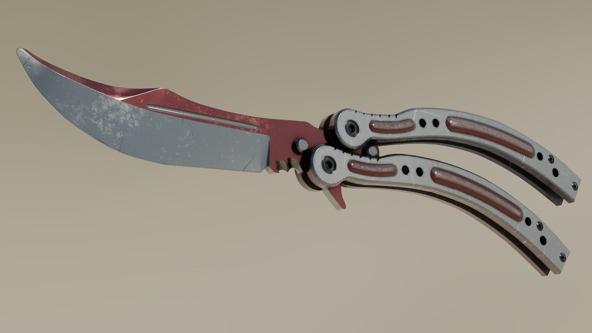 ButterFly Knife Game ready asset Low-poly 3D model_2