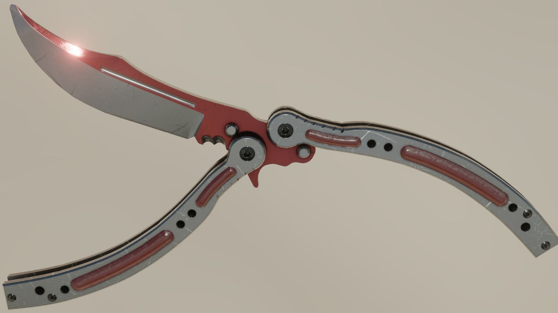 ButterFly Knife Game ready asset Low-poly 3D model_6