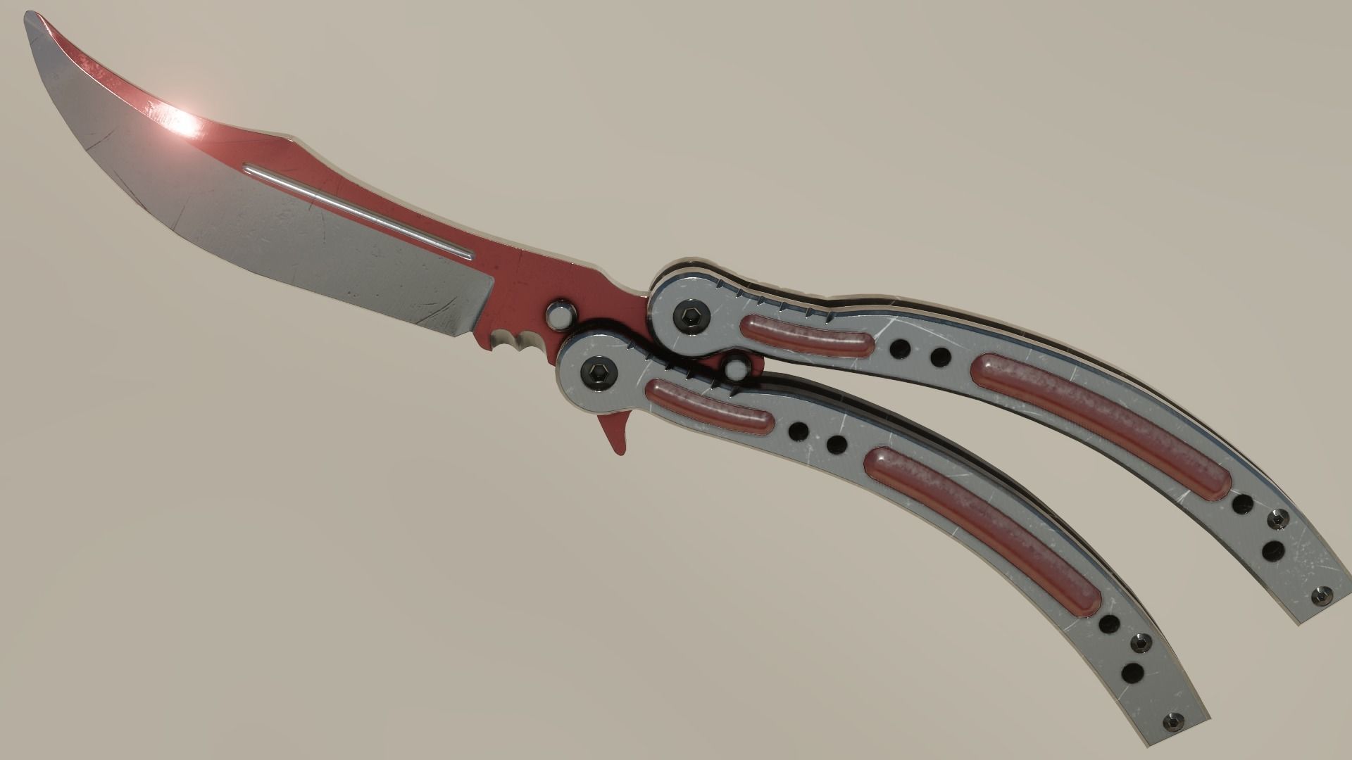 ButterFly Knife Game ready asset Low-poly 3D model_5