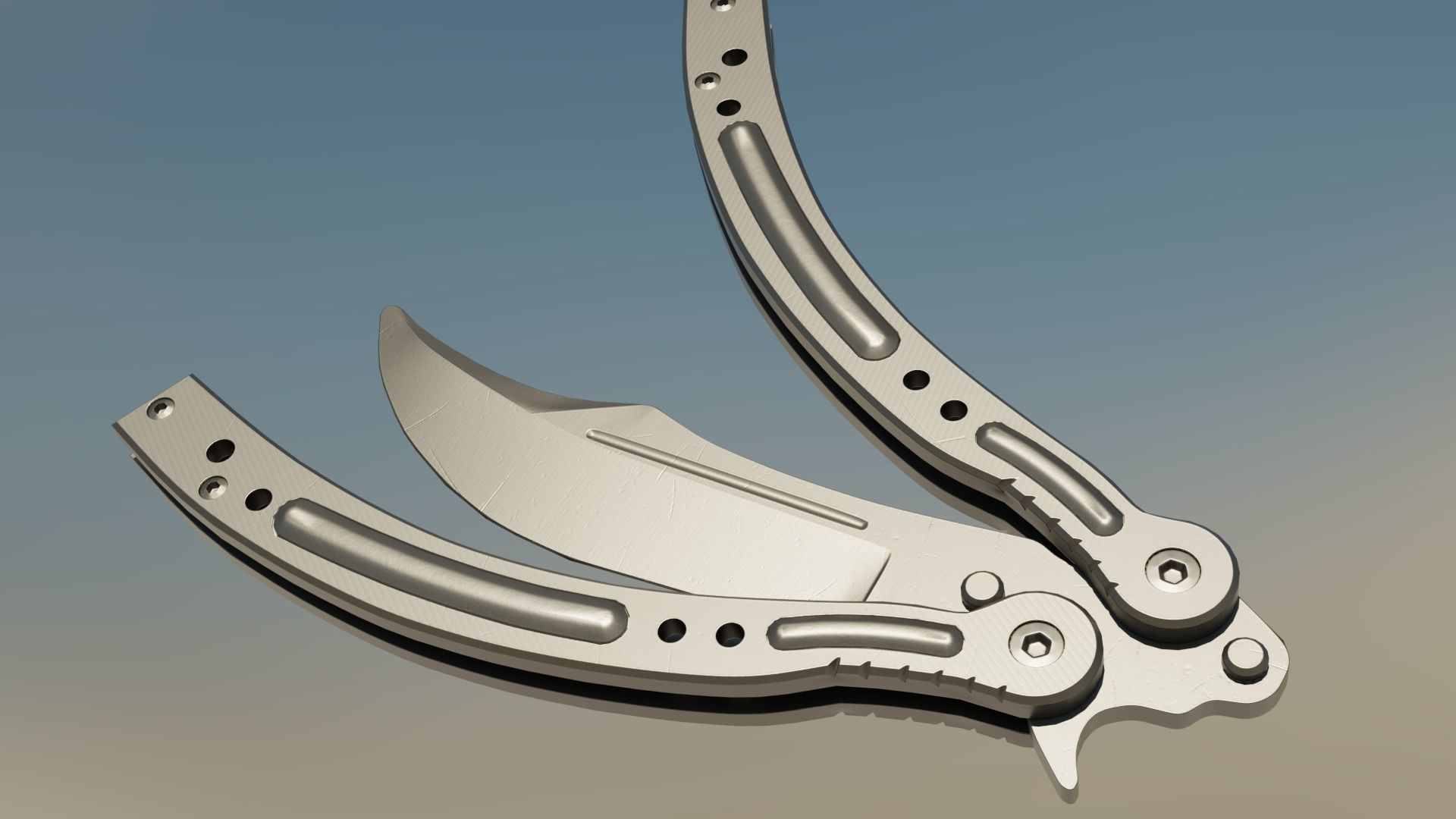 ButterFly Knife Game ready asset Low-poly 3D model_10