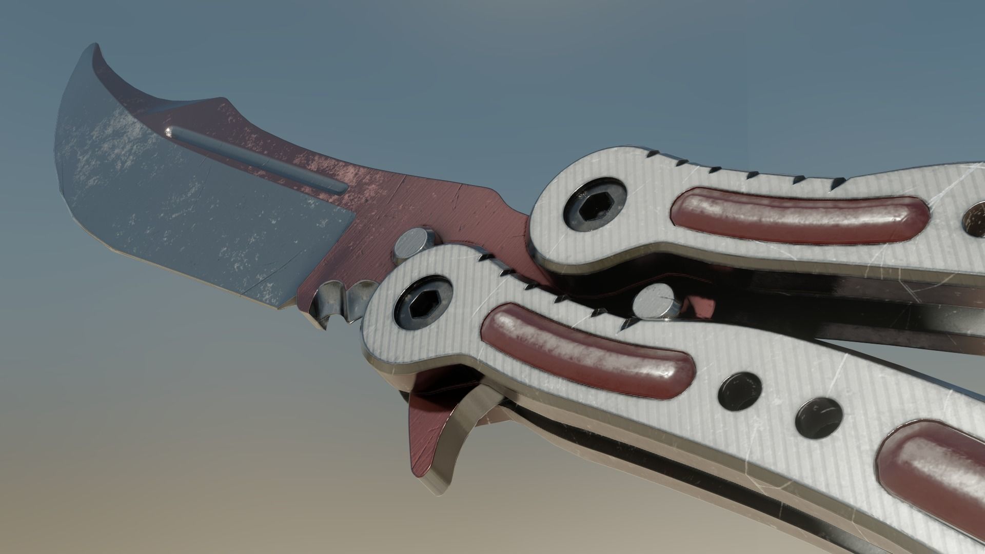 ButterFly Knife Game ready asset Low-poly 3D model_4