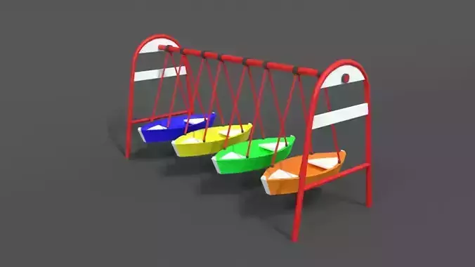 Low Poly Cartoon Luna Park Boats Low-poly 3D model
