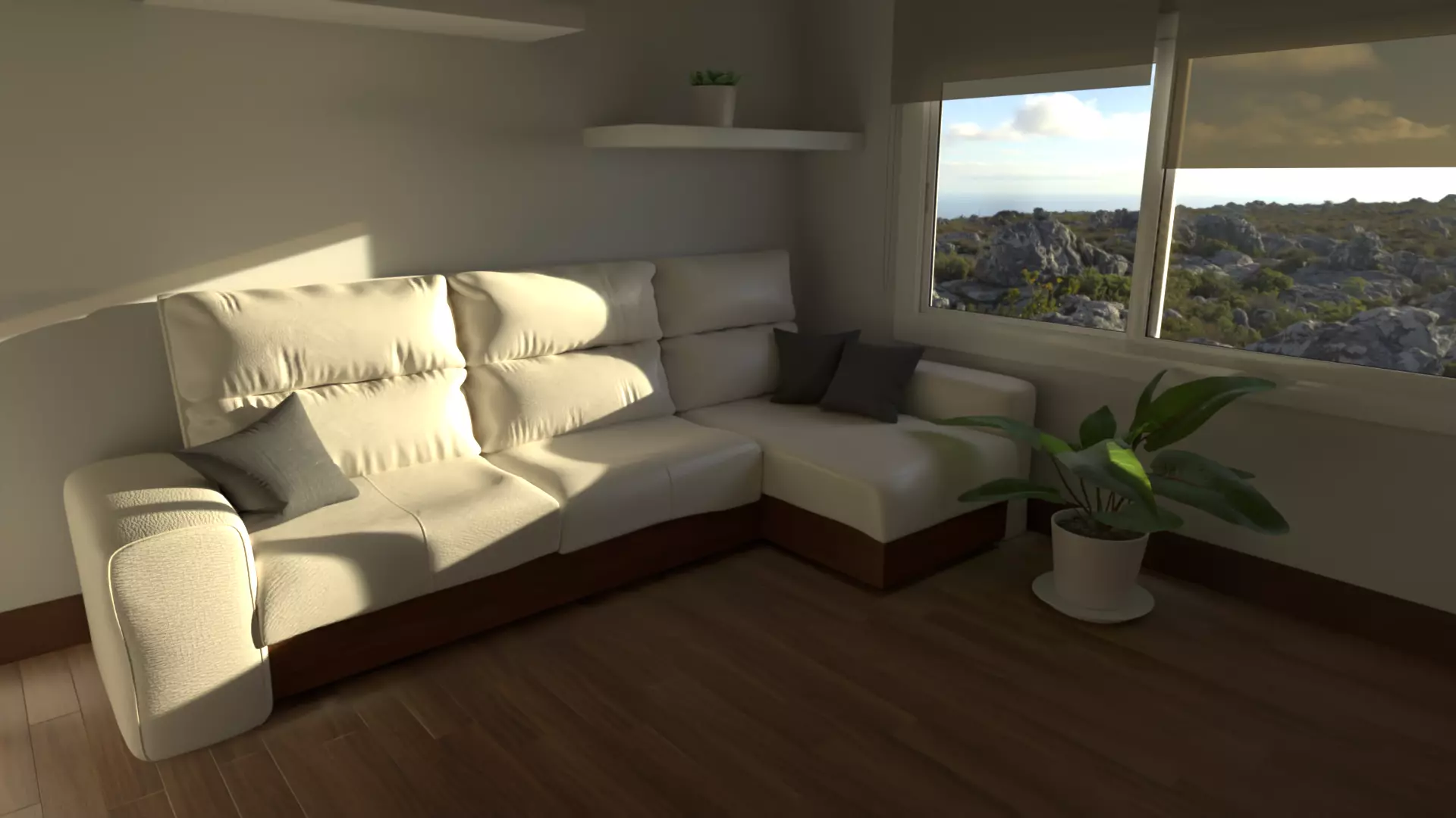 LargeSofa living room with couch and window 3D model