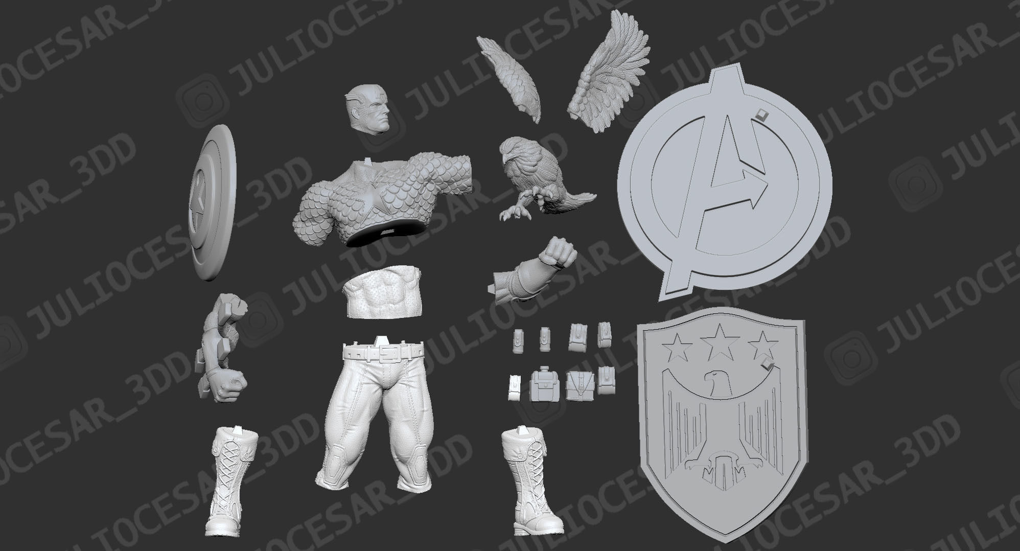 Captain America classic 3D print model_3
