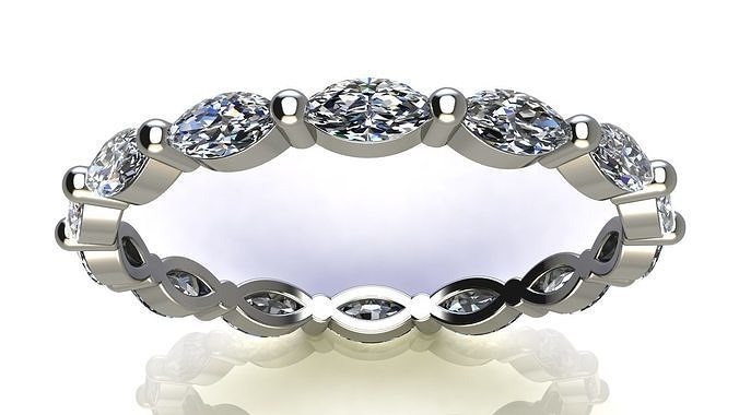 4x2 mm Marquise Diamonds Band Ring 3D print model