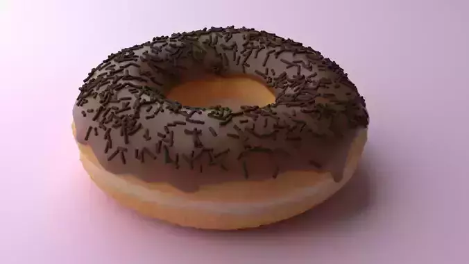 Photorealistic Chocolate Doughnut